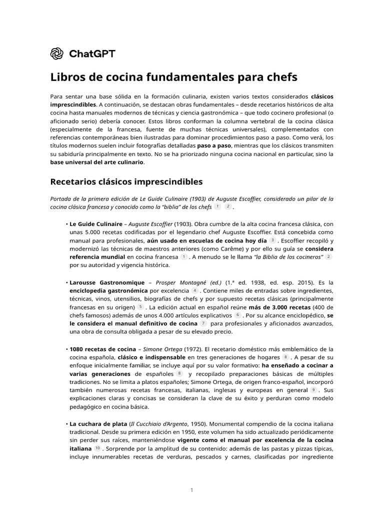 Libros Esenciales para Chefs | PDF | Receta | Artes culinarias
