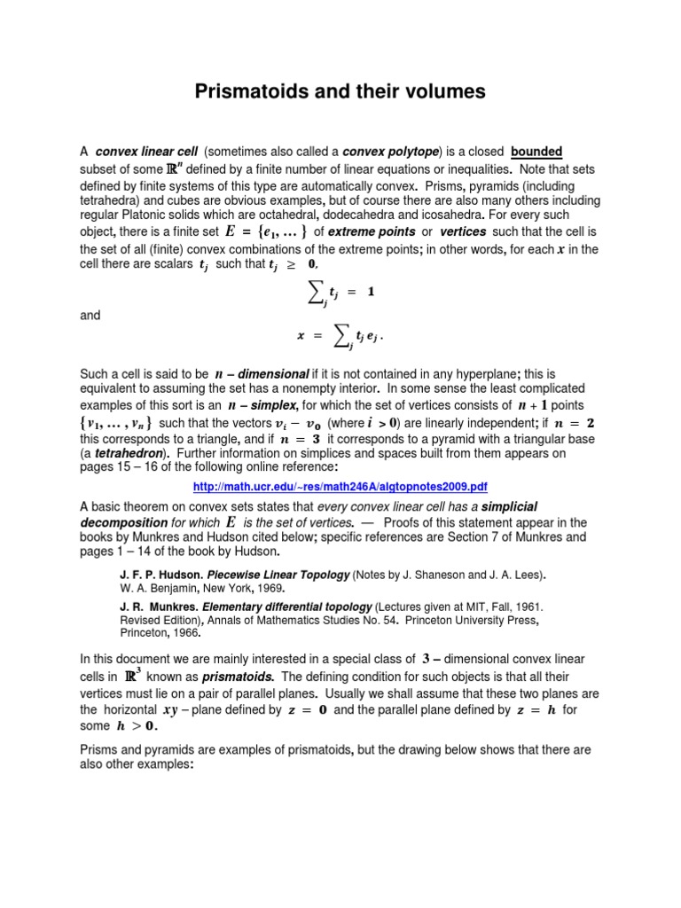 Prismatoid Volume Formula Explained | PDF | Geometry | Space