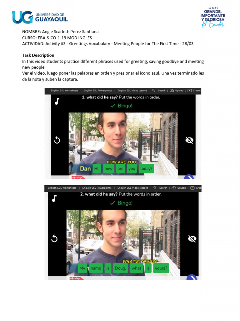 Actividad Ingles 3 | PDF