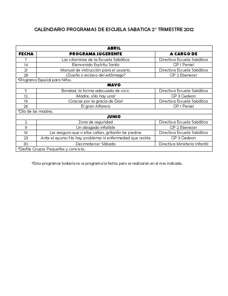 Programas Escuela Sabatica PDF