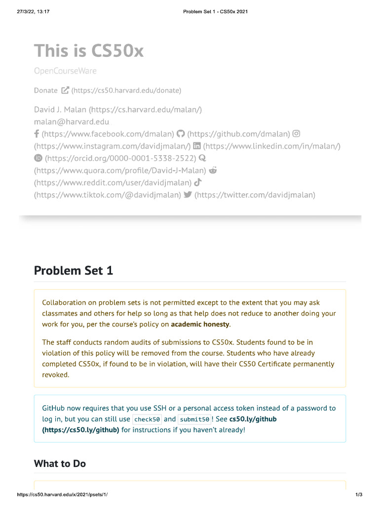 Problem Set - Week 1 | PDF