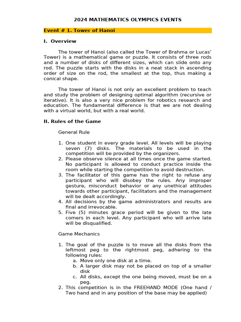 2024 Math Olympics Event Details | PDF | Teachers | Learning