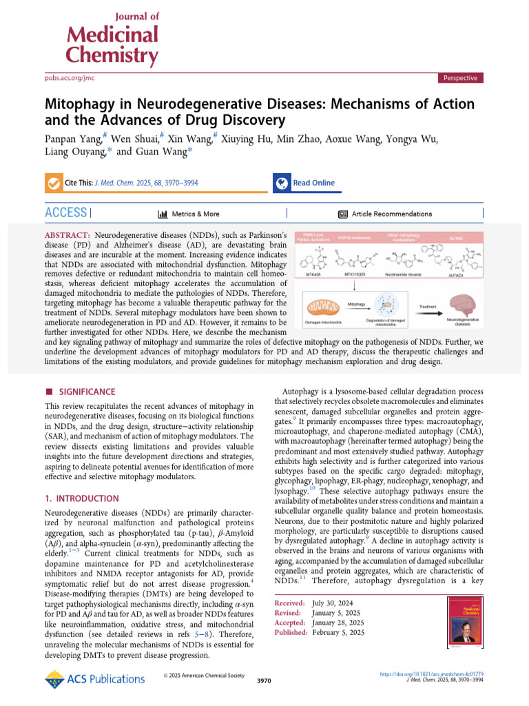 Mitophagy in Neurodegenerative Diseases | PDF | Mitochondrion | Autophagy