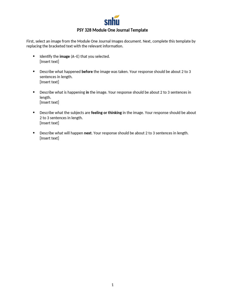 PSY 328 Module One Journal Template | PDF