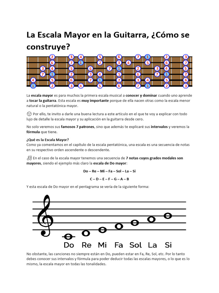 Patrones de Escala Mayor en Guitarra | PDF | Escala (música ...