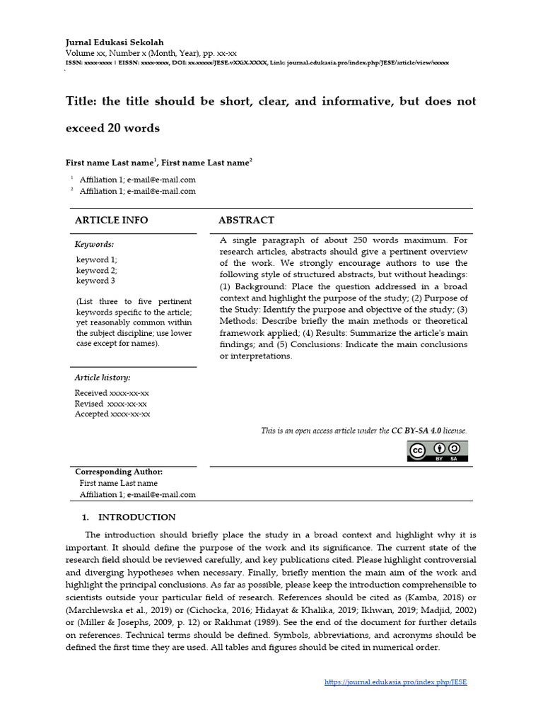 Template for Educational Journal Articles | PDF | Science