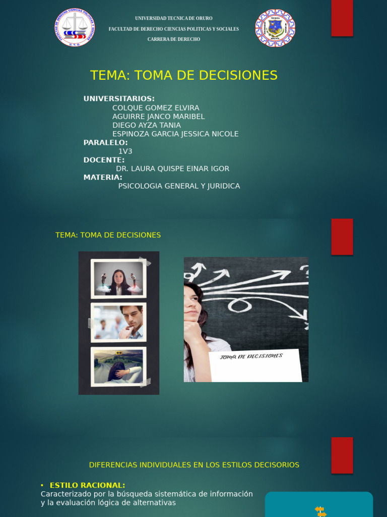 Diapositivas de Psicologia | PDF | Toma de decisiones | Ciencia cognitiva