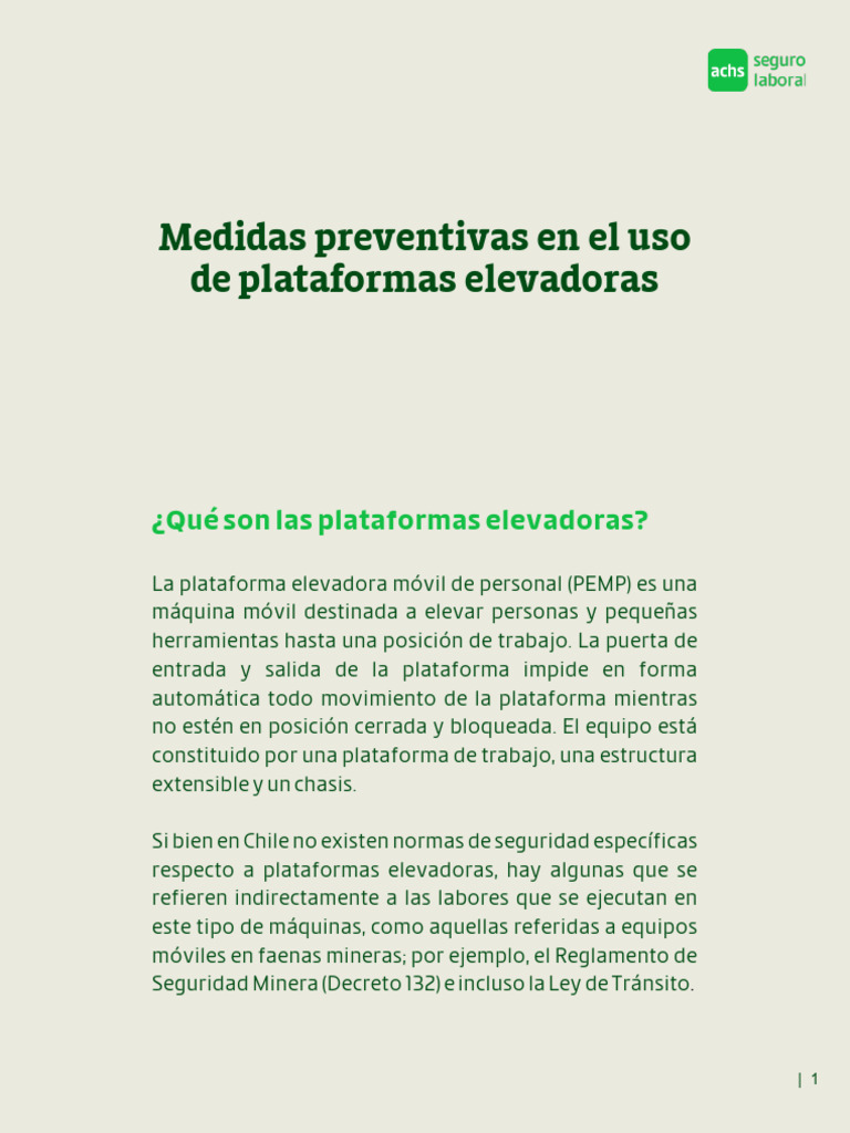 Medidas de Seguridad en Plataformas Elevadoras | PDF
