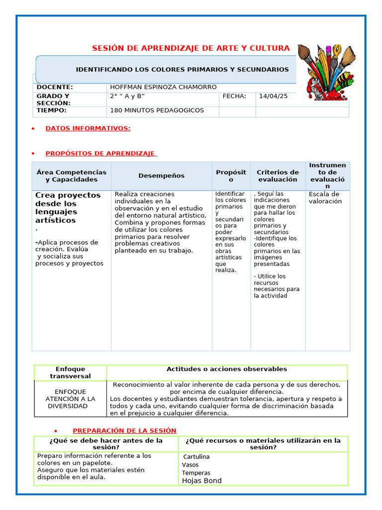 Sesion Arte Los Colores 9 05 22 | PDF | Salón de clases | Aprendizaje