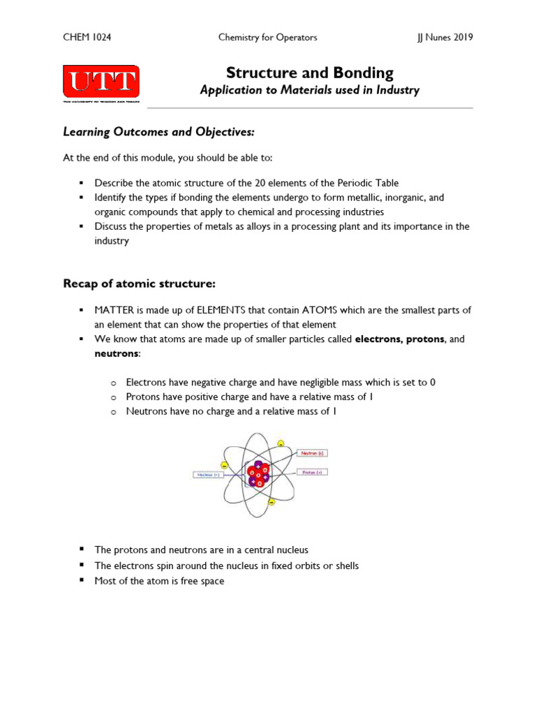 Structure and Bonding in Chemistry | PDF | Ion | Chemical Bond