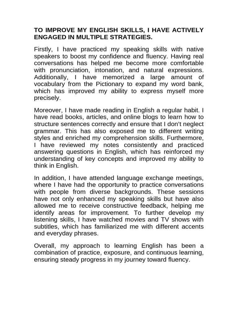 To Improve My English Skills | PDF | English Language | Vocabulary