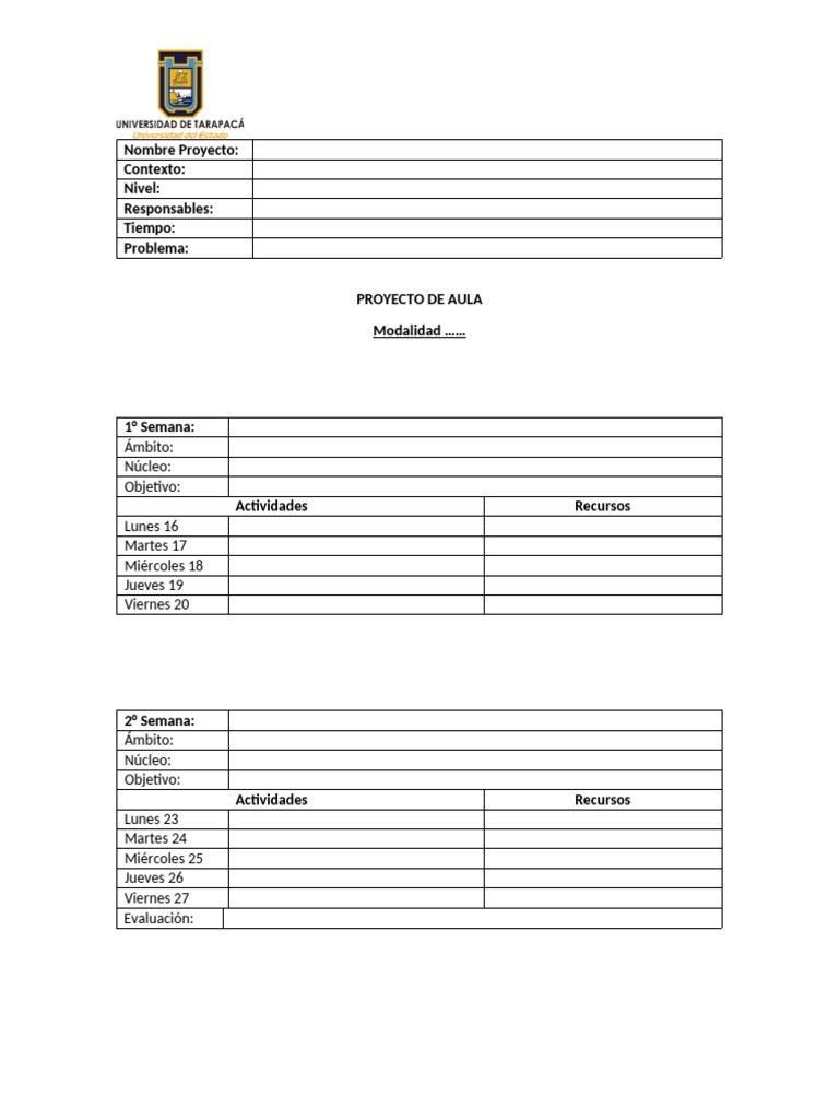 Formato Tipo Proyecto de Aula | PDF