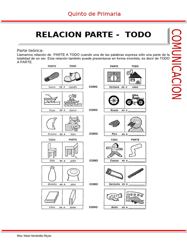 Relación Parte-Todo para Quinto de Primaria | PDF