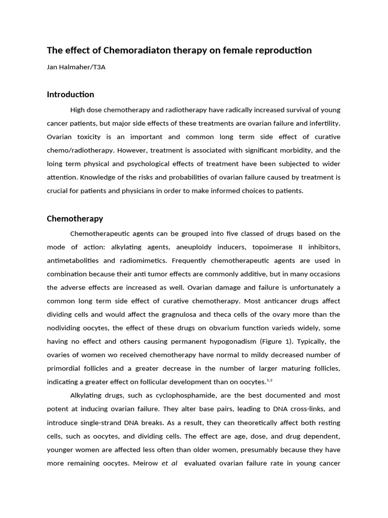 Chemoradiation and Female Fertility Impact | PDF | Chemotherapy | Ovary