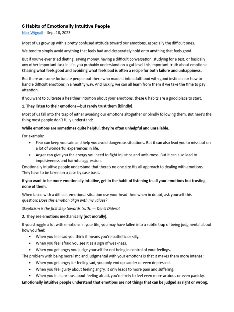 6 Habits of Emotionally Intuitive People | PDF | Emotions | Anger