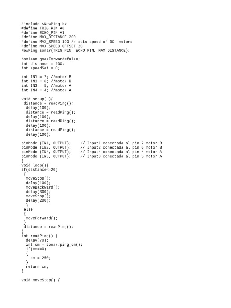 Robot Obstacle Avoidance Code | PDF