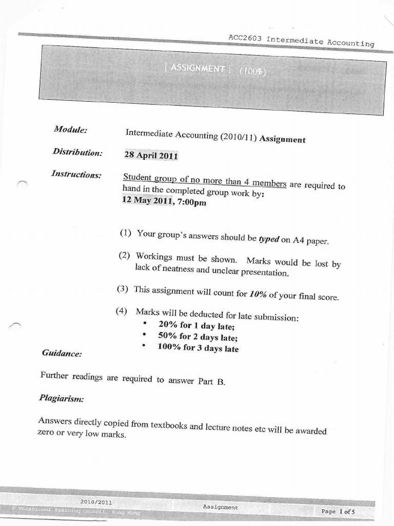 2010-11 Intermediate Account Assignment | PDF