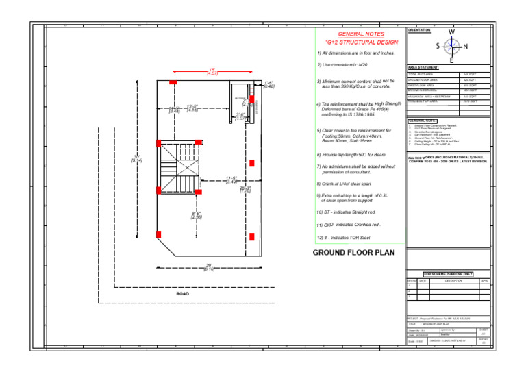 G+2 Structural Design Ground Floor Plan | PDF | Building Technology ...