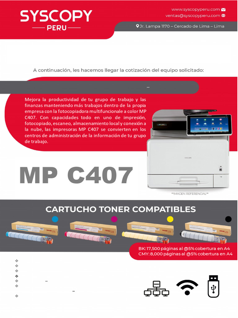 Fotocopiadora MP C407: Productividad y Color | PDF | Impresora ...