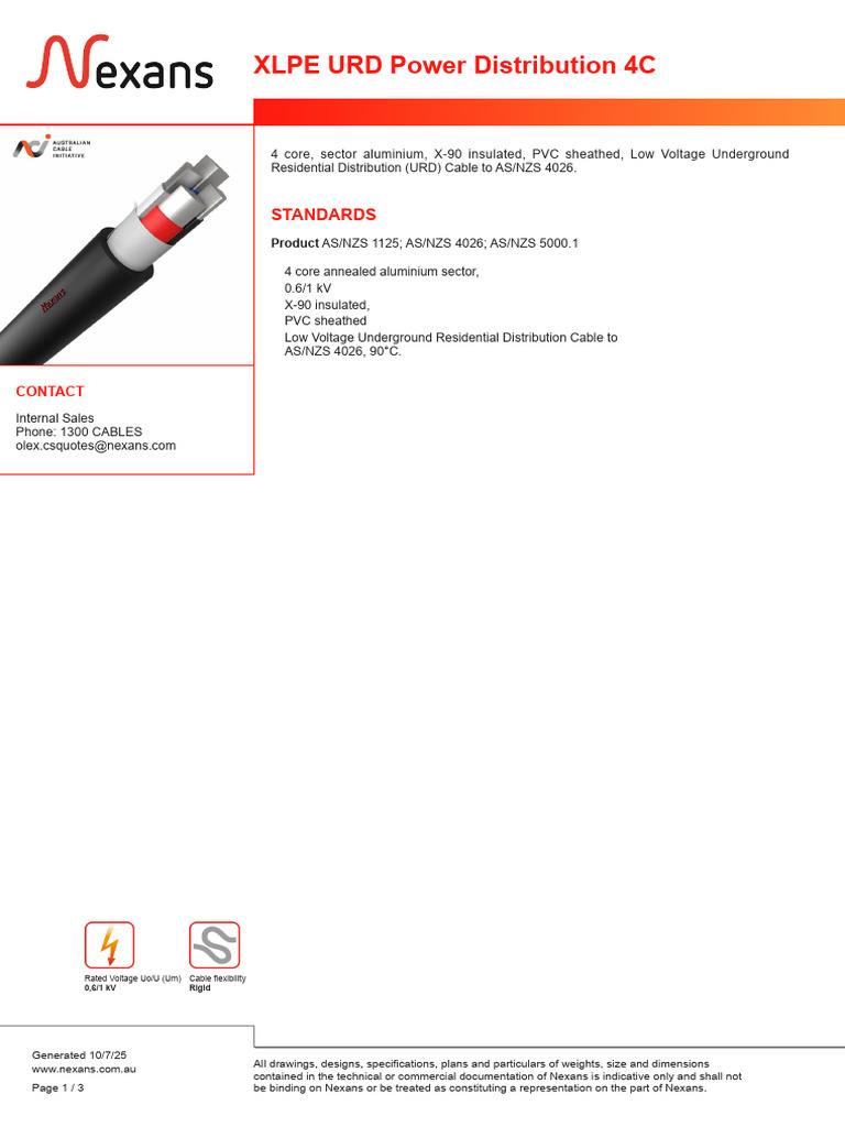 XLPE URD Power Cable Specifications | PDF | Electrical Conductor ...