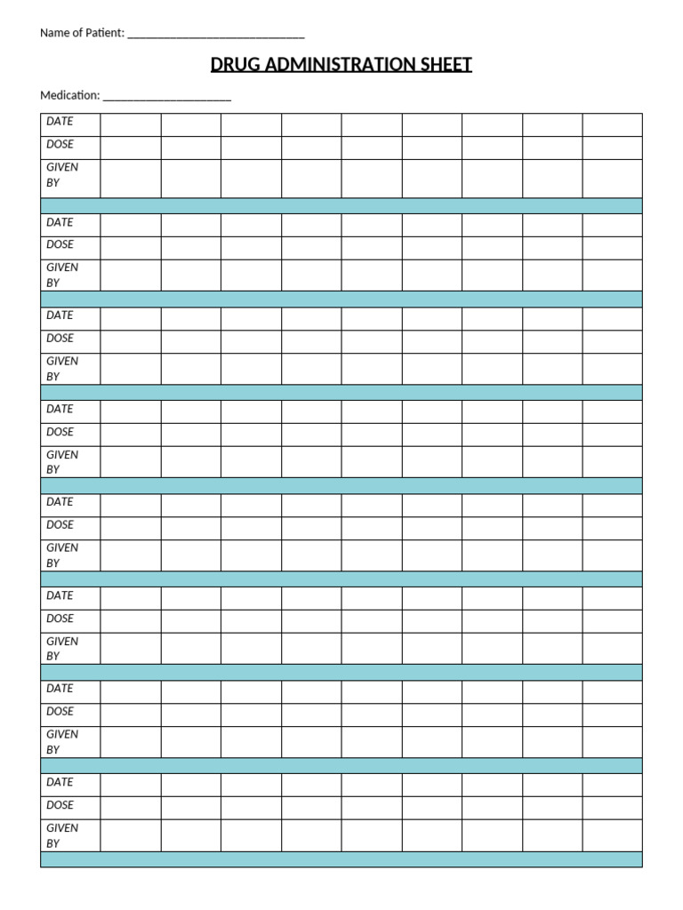 Drug Administration Sheet | PDF