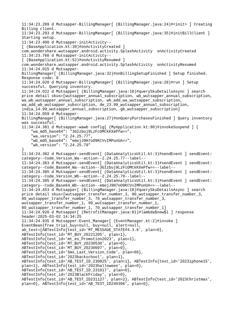 Wutsapper Billing and Event Log Details | PDF | Software | Computing