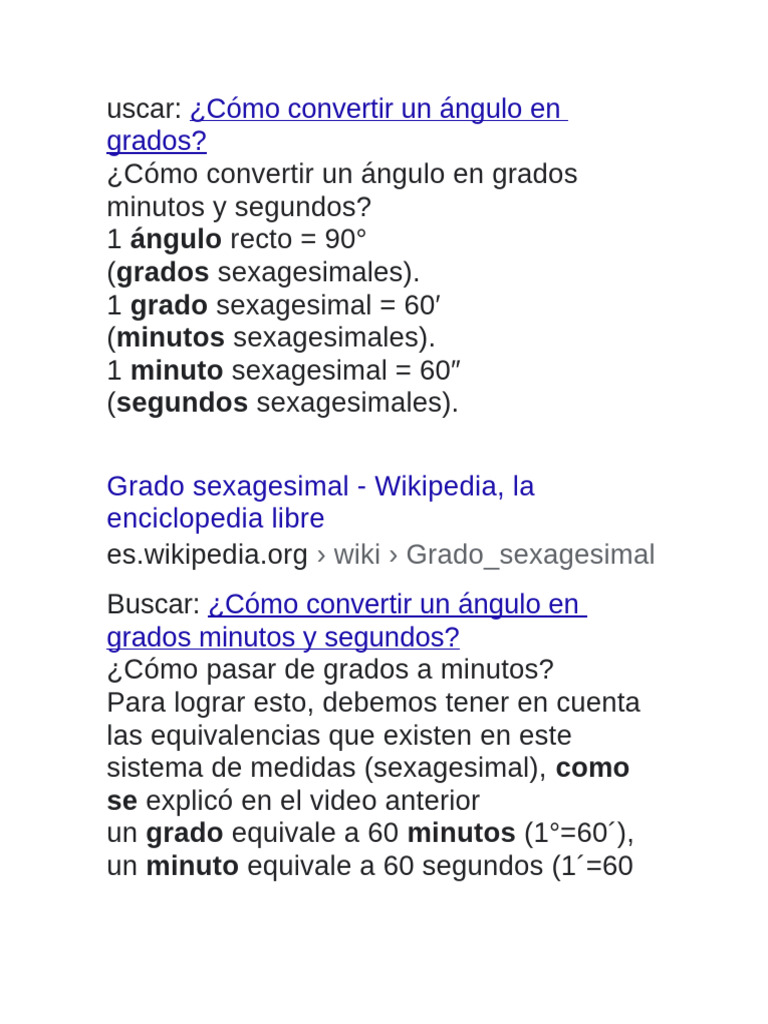 Conversión de ángulos a grados | PDF | Ángulo | Trigonometría