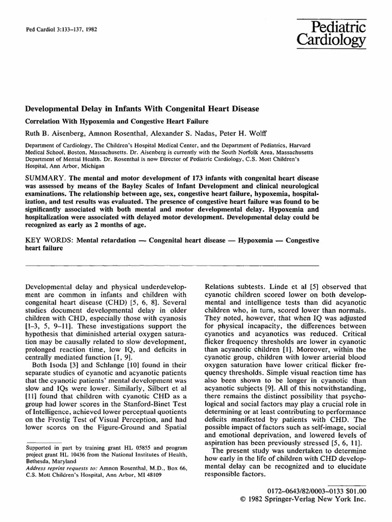 Developmental Delay in CHD Infants | PDF | Congenital Heart Defect ...
