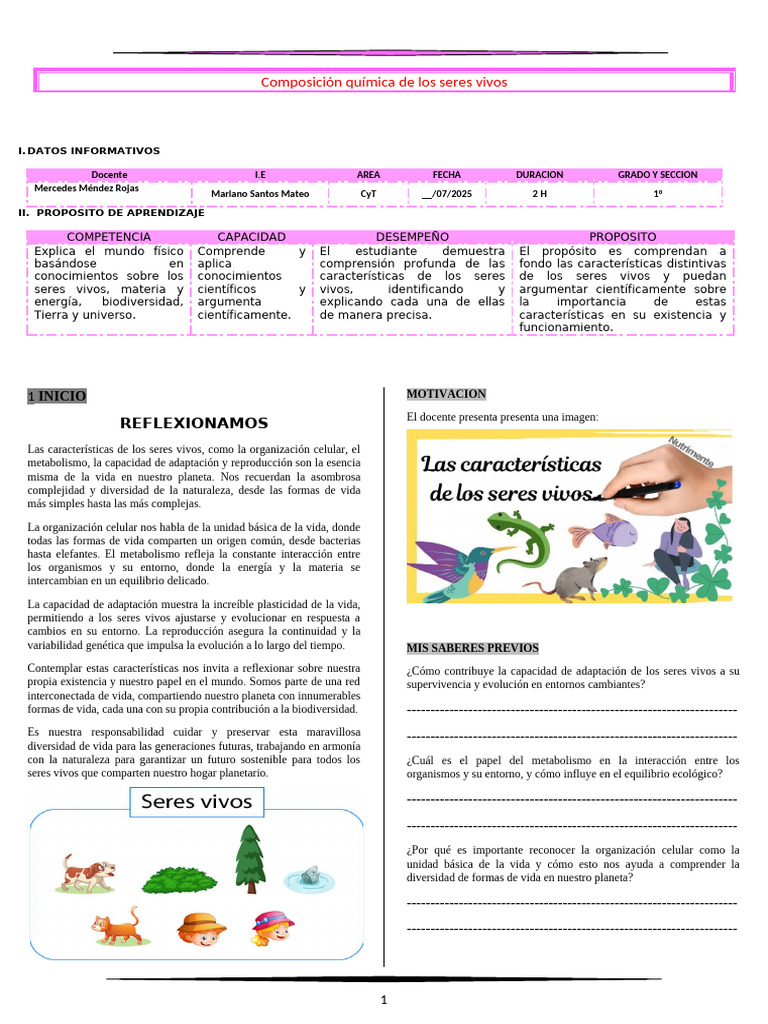 Actividad de Los Seres Vivos | PDF | Vida | Organismos
