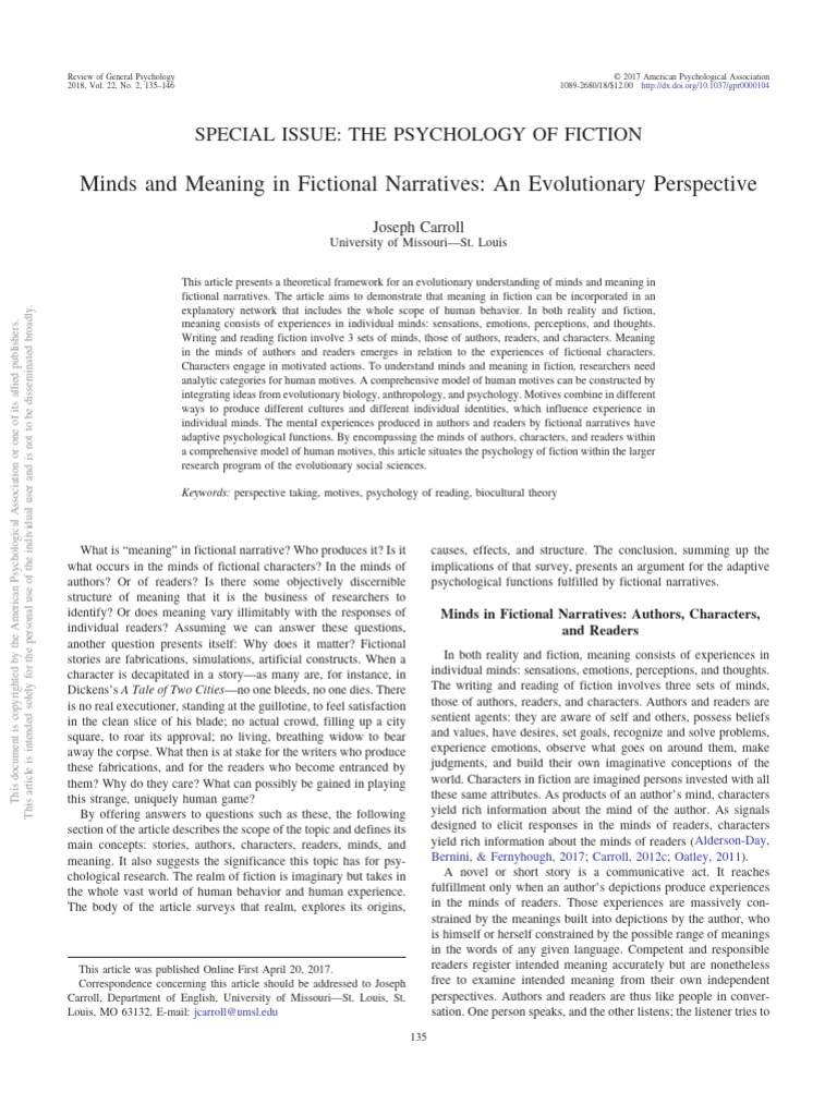 Minds and Meaning in Fictional Narrative | PDF | Mind | Psychology