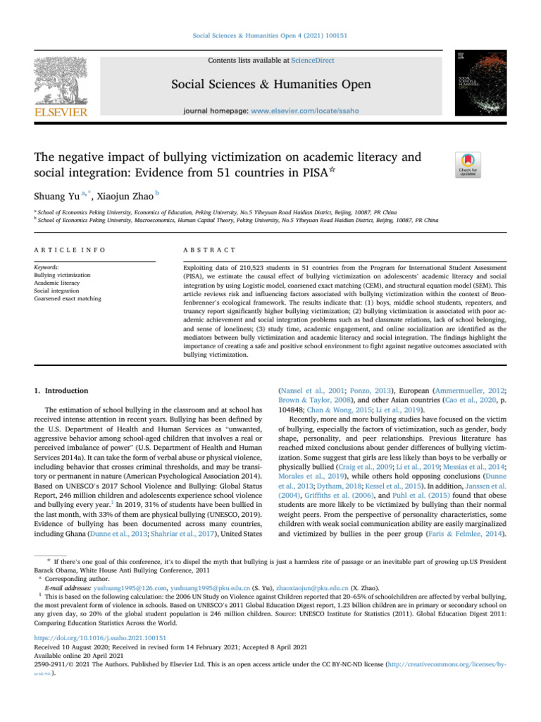 The Negative Impact of Bullying Victimization On Academic Literacy ...