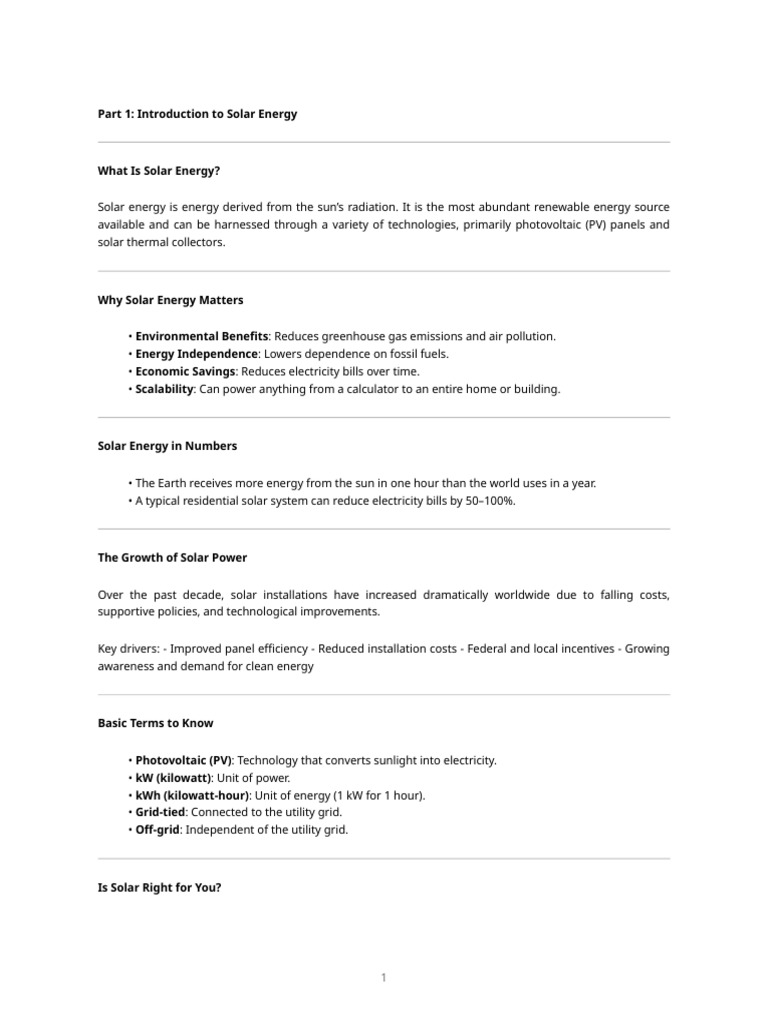 Introduction to Solar Energy Basics | PDF