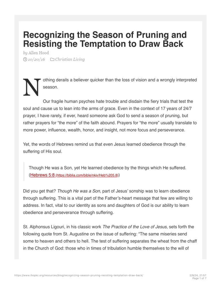 Recognizing The Season of Pruning and Resisting The Temptation To Draw ...