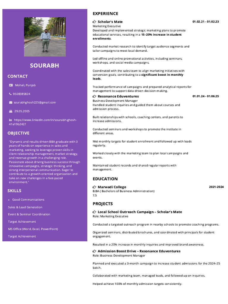 BBA Graduate with Marketing Expertise | PDF | Marketing | Marketing ...