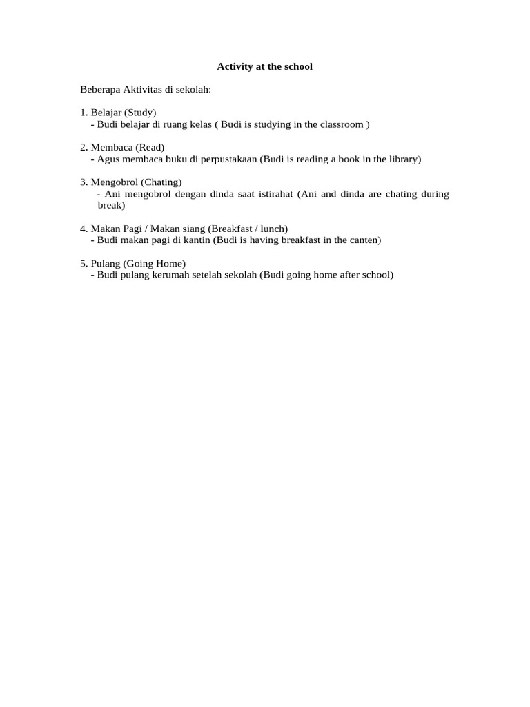 Activity at The School | PDF