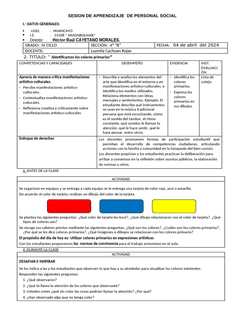 Aprendizaje de Colores Primarios en Arte | PDF | Color | Percepción visual