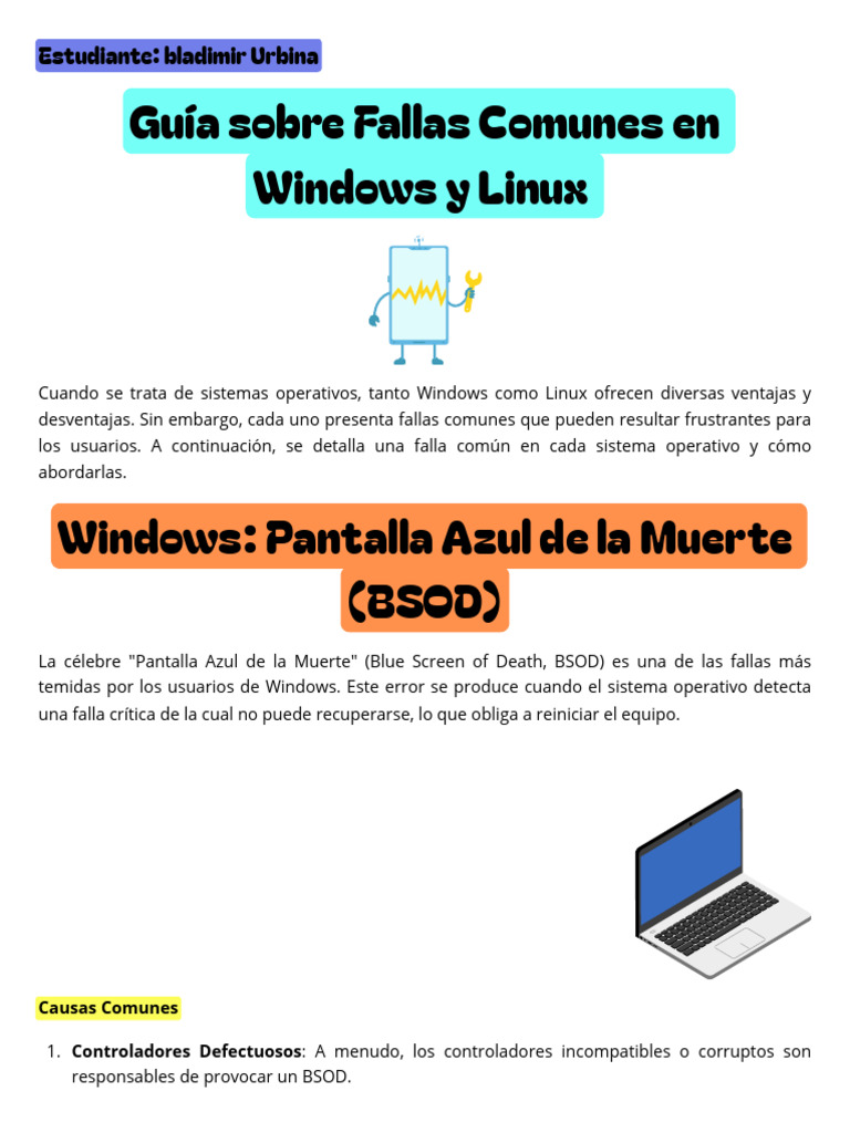 Fallas Comunes en Windows y Linux | PDF | Microsoft Windows | Sistema ...