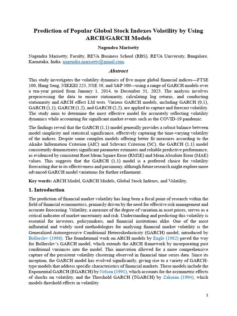 Global Stock Index Volatility Forecasting | PDF | Time Series ...