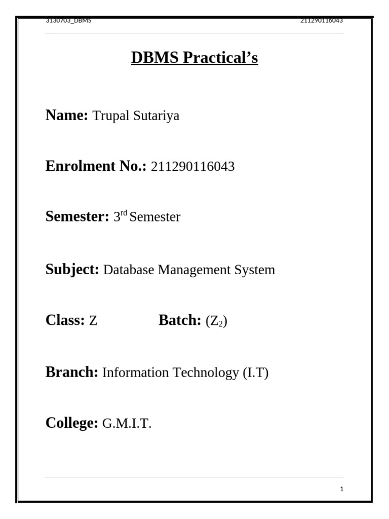 DBMS Practical Commands and Queries | PDF | Databases | Sql