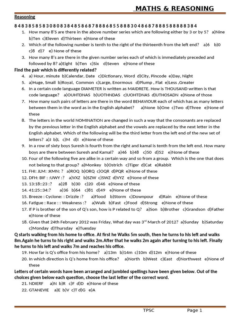 Math and Reasoning 4 | PDF | Interest | Alphabet