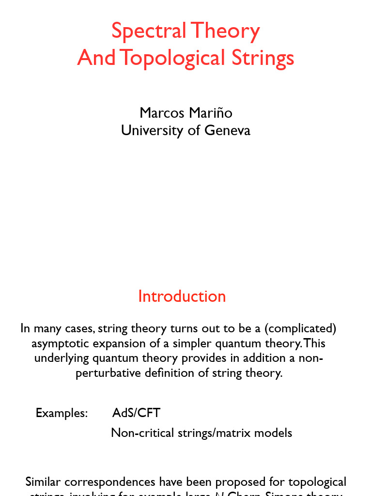 Spectral Theory and Topological Strings | PDF | String Theory | Topology