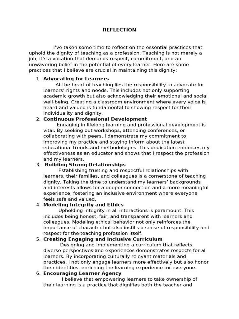 My Reflection For Objective 14 | PDF | Learning | Psychology