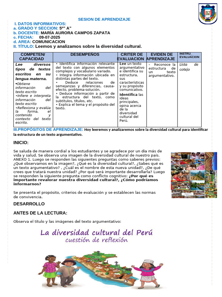 COM Leemos y Analizamos Sobre La Diversidad Cultural. | PDF ...