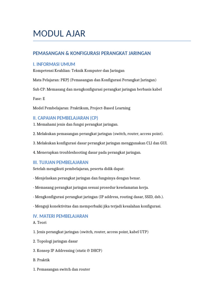 Panduan Pemasangan Jaringan Kabel Pdf