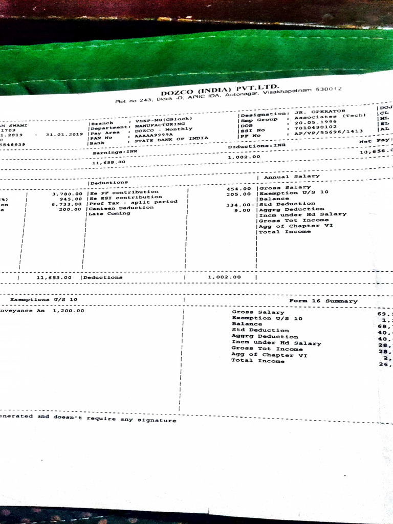 Dozco India Pvt Ltd Salary Breakdown | PDF | Taxes | Government Finances