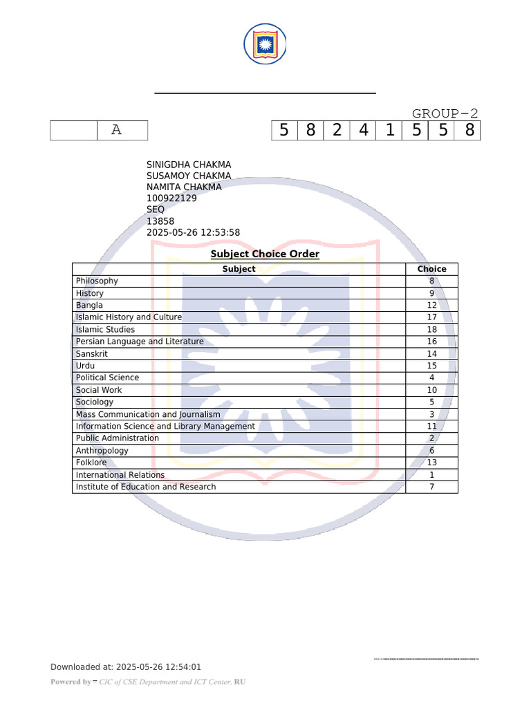 Subject Choice-Form | PDF