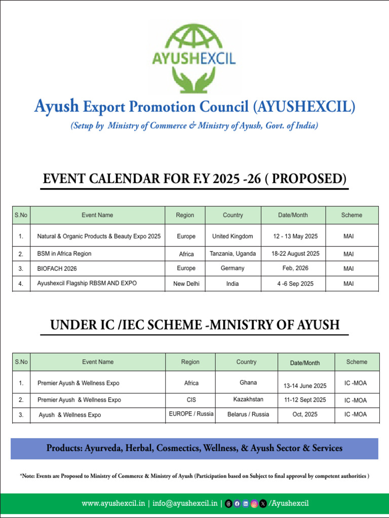 Ayush Expo 2025 Event Calendar | PDF