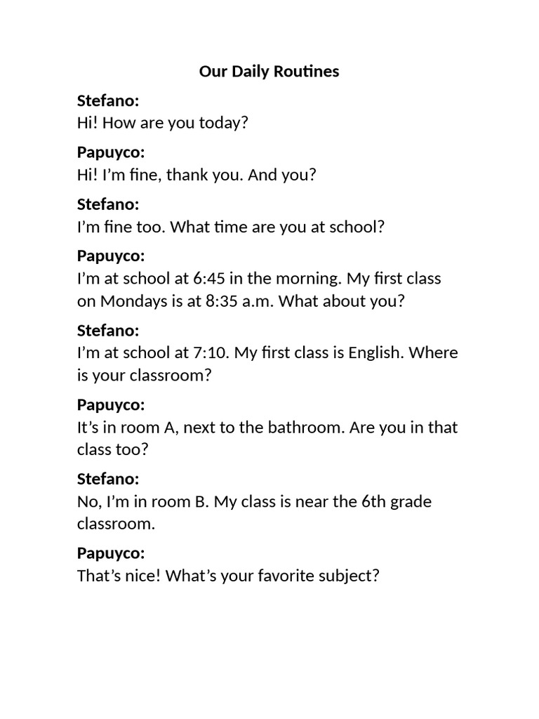 Daily School Routines of Students | PDF