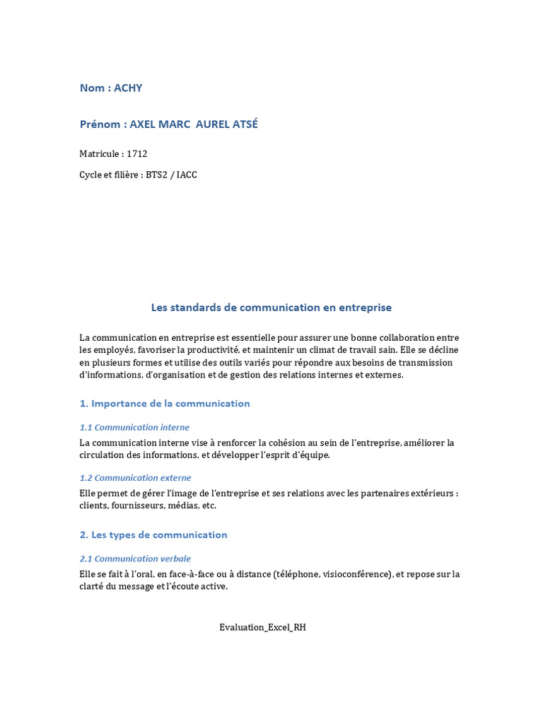 Standards de communication en entreprise | PDF