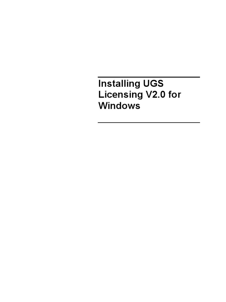 UGS Licensing PDF Installation Programs) Microsoft Windows